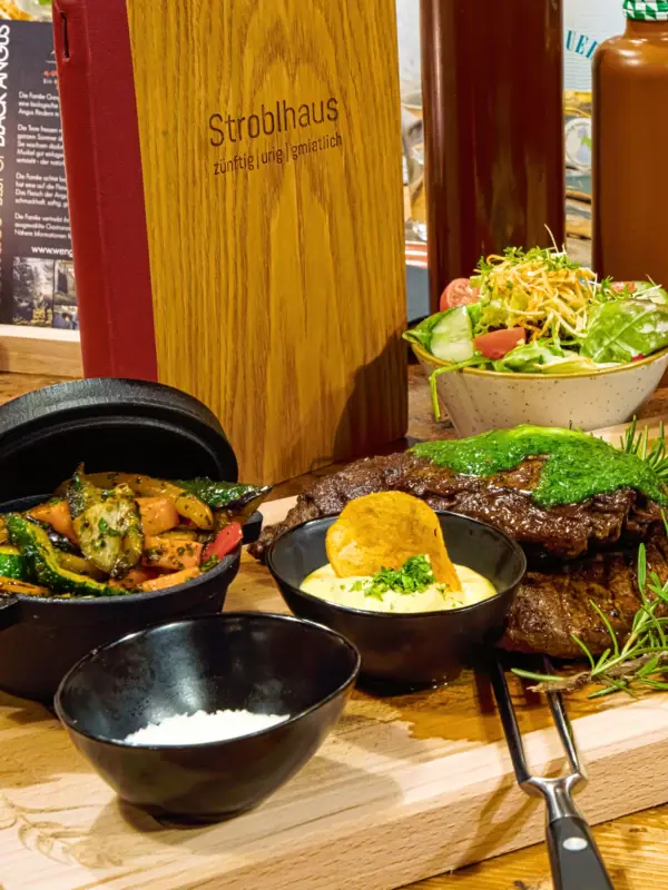 A table with food on it.
