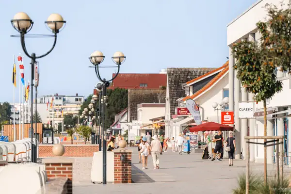 A group of people walking on a pavement.