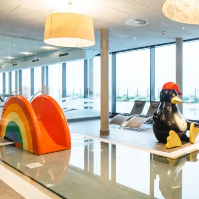 Children's pool Toy penguin in a pool