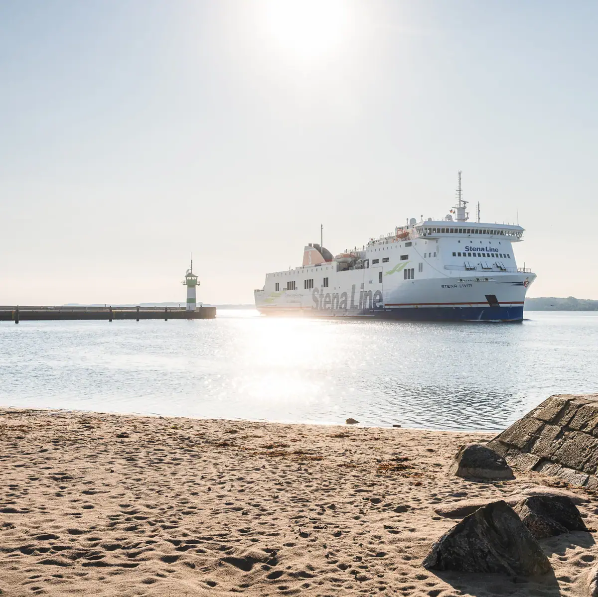 A large white ship in the water.