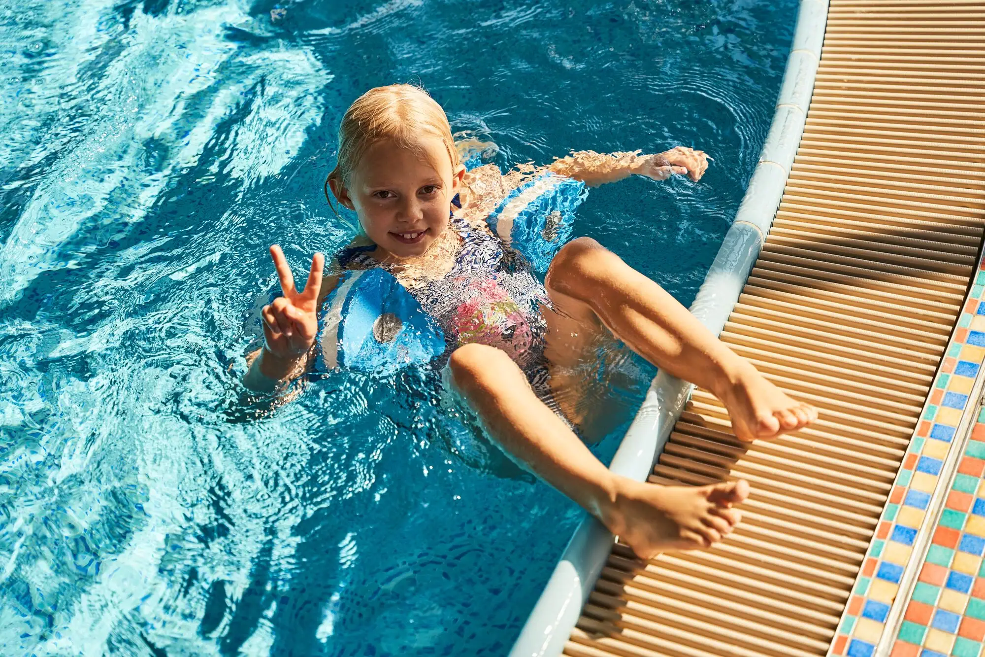 Girl in a swimming pool.