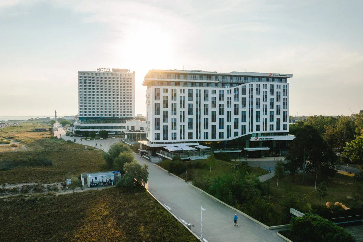 A group of buildings next to a road