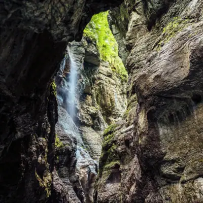 Waterfall in a cave