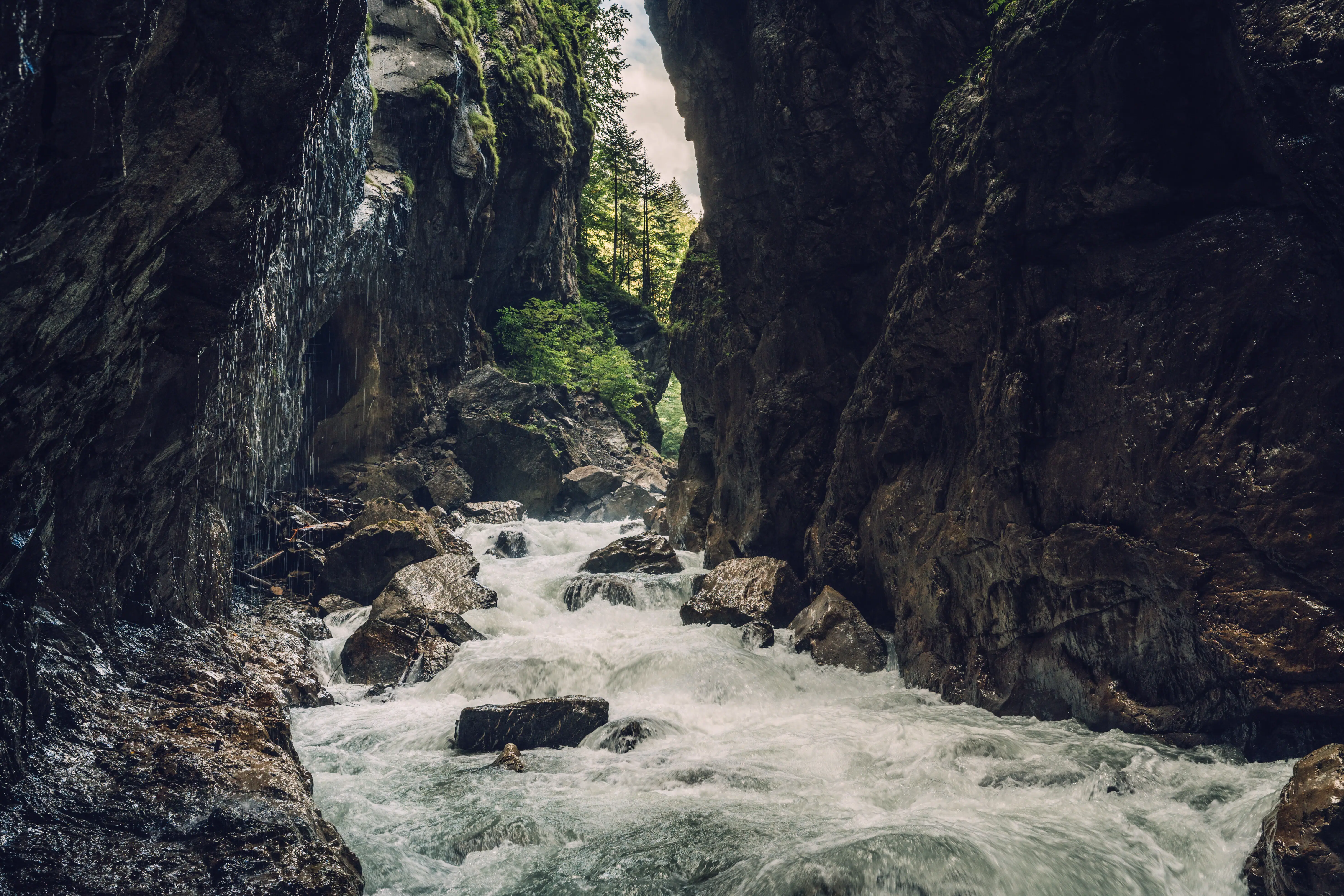 A river flowing through a rocky gorge.