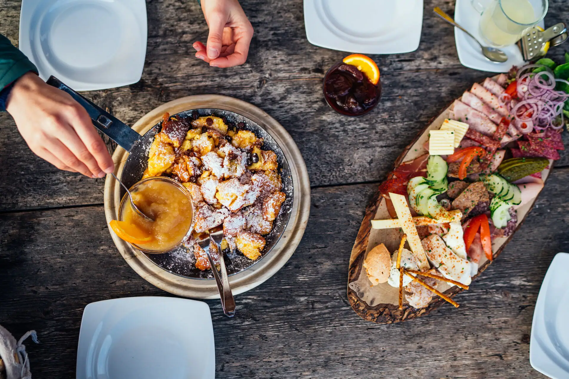Snack A plate of food on a table.