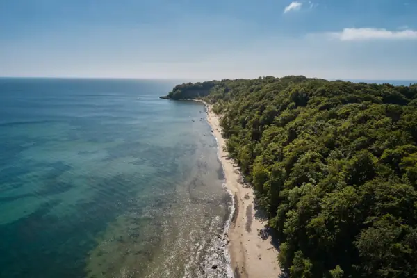 An aerial view of Rügen and the Baltic Sea coast.