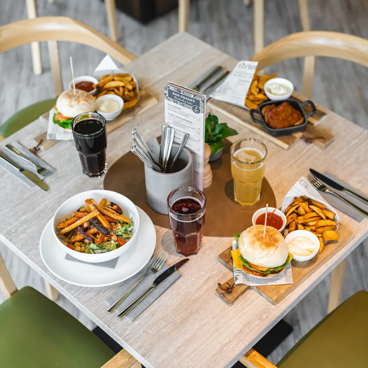 Lunch A table with various dishes on it.