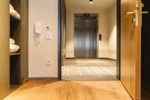 Disabled-friendly room A lift with a lift door in an interior room.