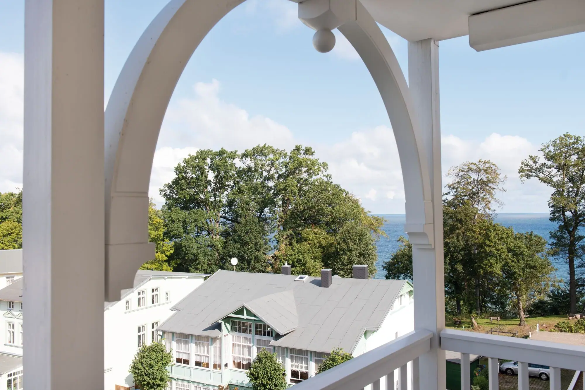 Outlook Suite View from a balcony of a house outside.