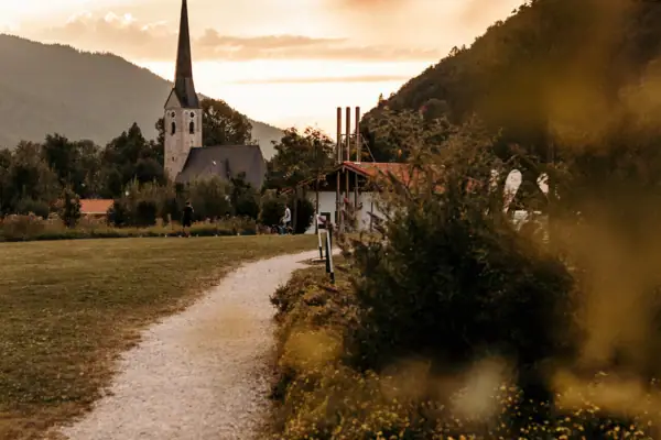 A path that leads to a church.