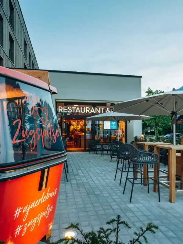 Gondola A red gondola with a red sign on it.