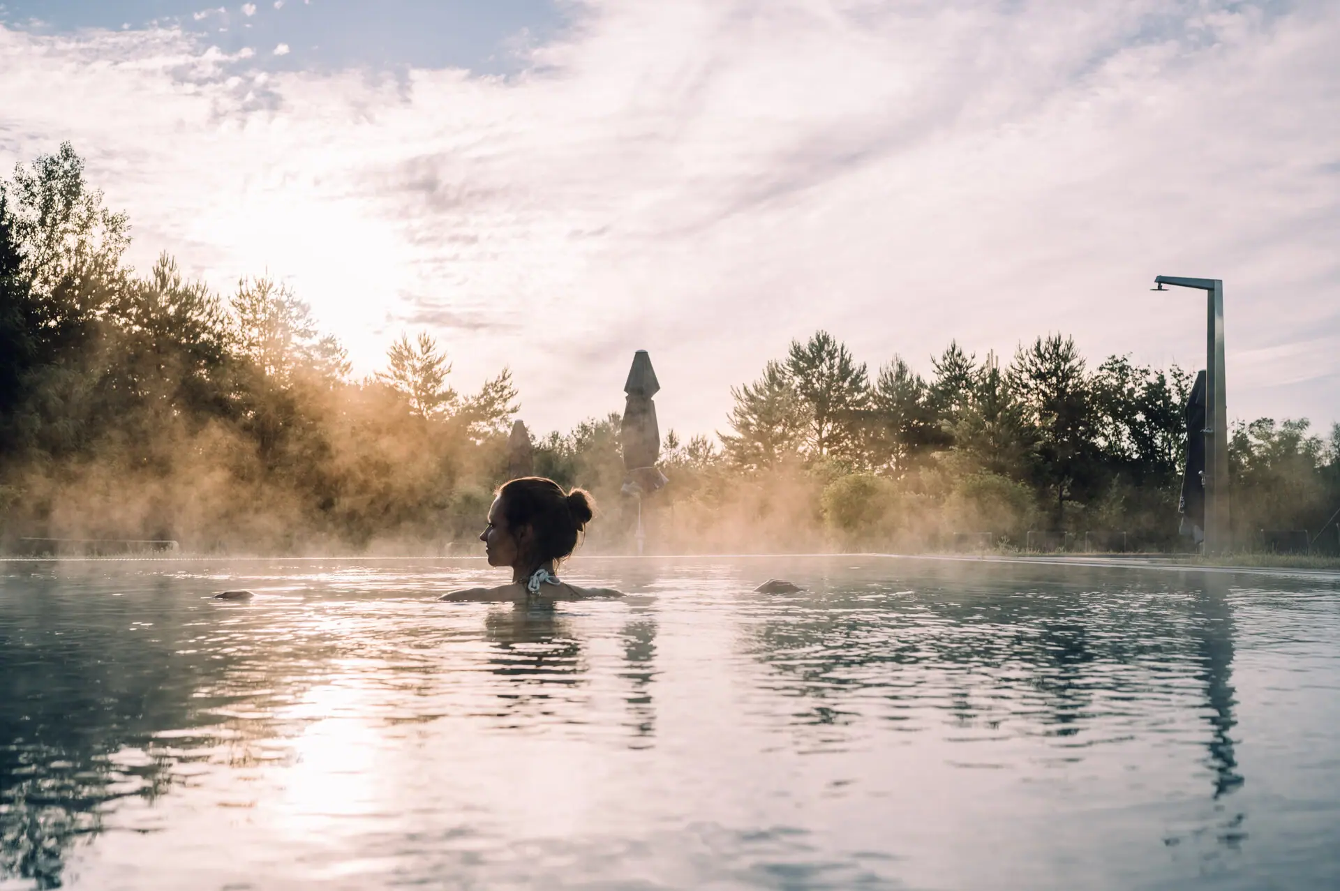 A woman in the water.