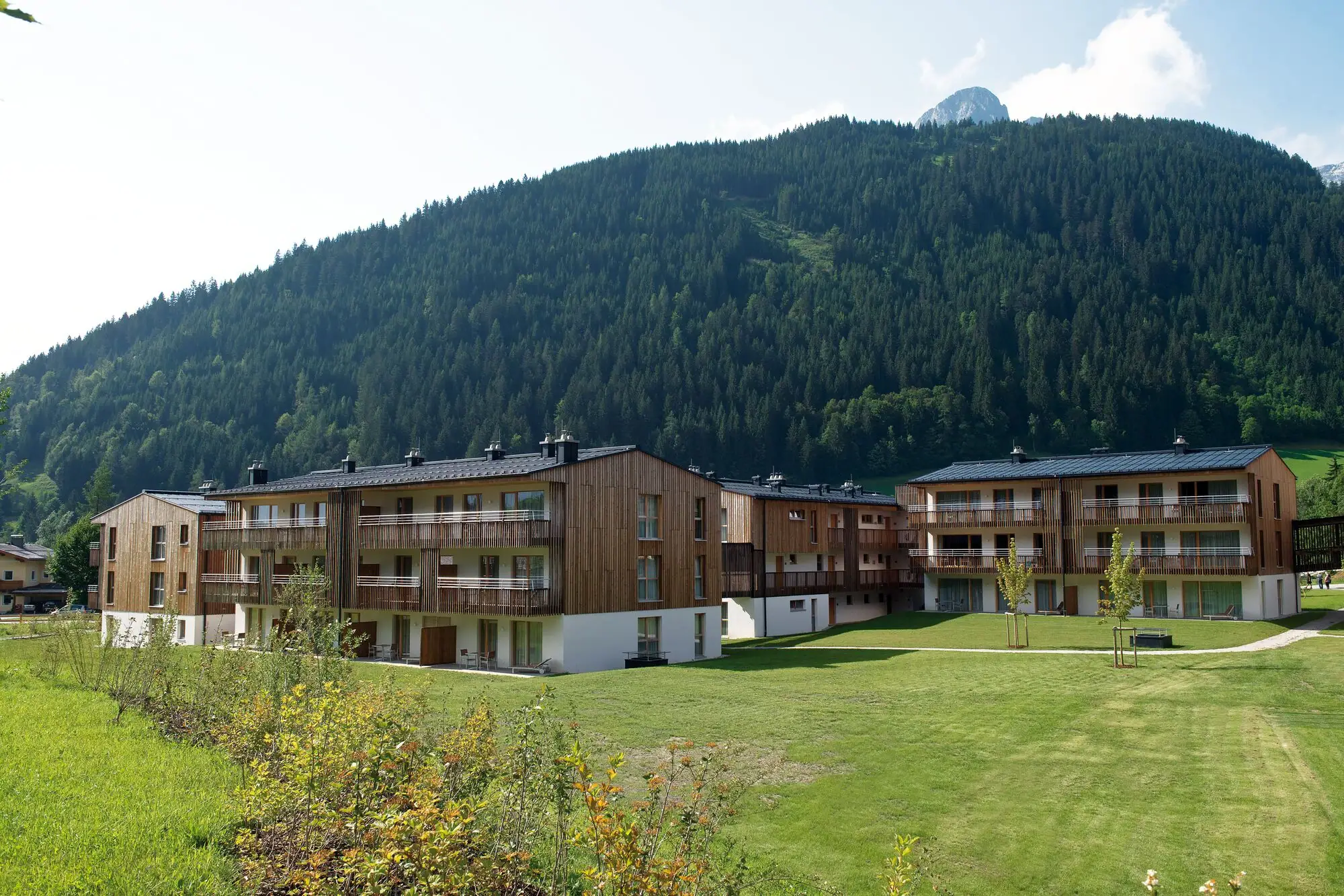 Holiday flats Werfenweng A group of buildings with trees in the background.