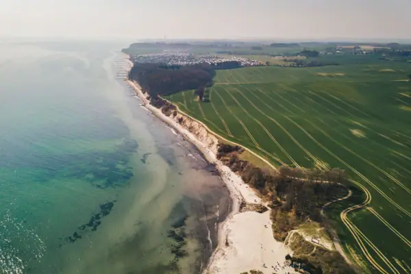 Grömitz from above Aerial view of a beach and neighbouring land