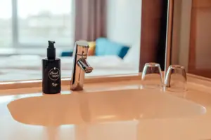 Tap and soap on a washbasin