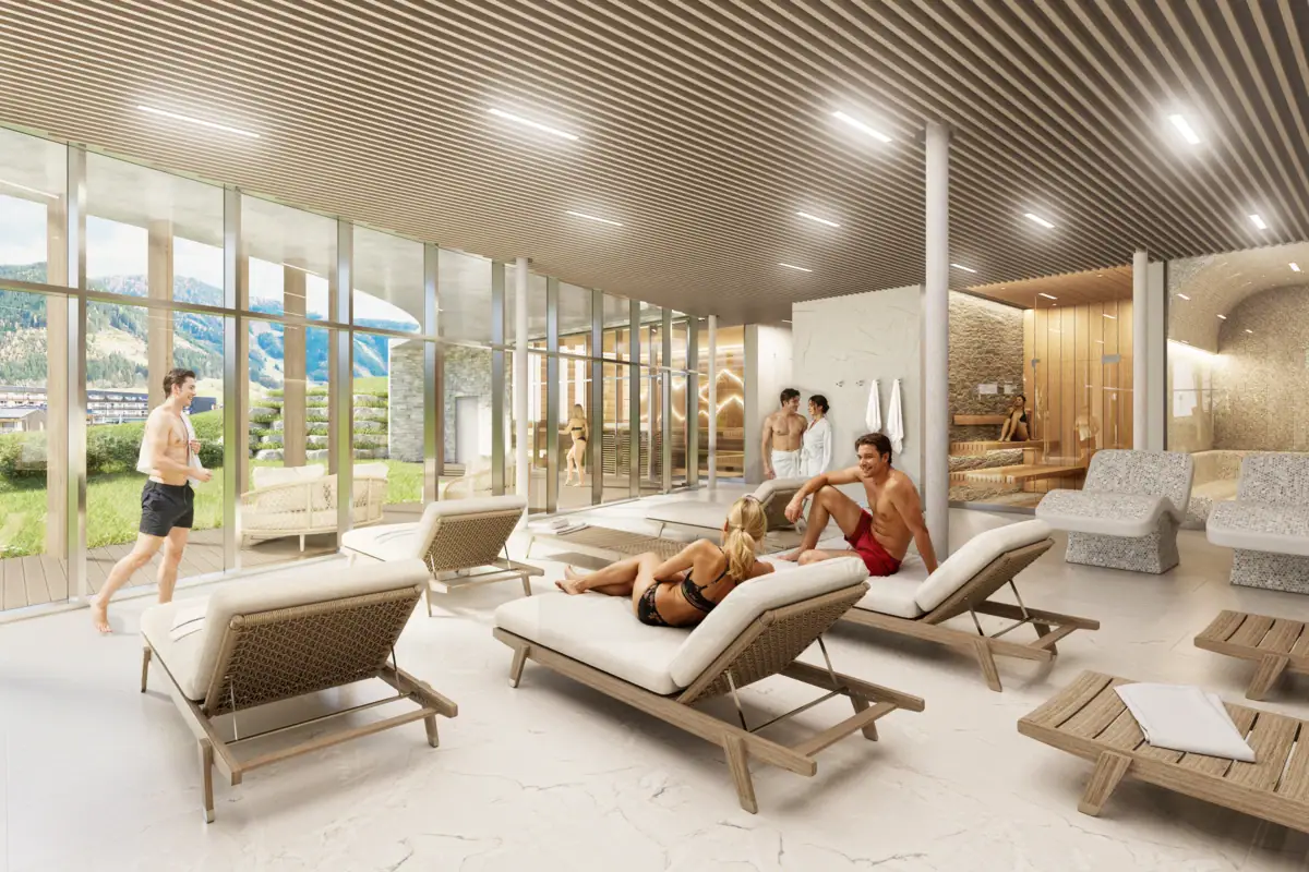 A group of people in a spa.