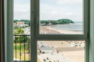 Suite View of a beach through a window