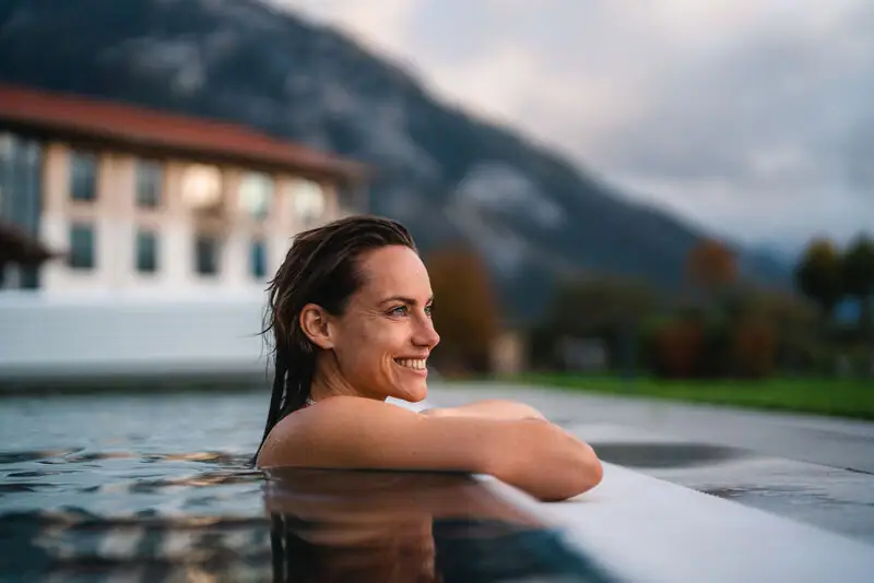 Pool Ruhpolding A woman swims in a pool.