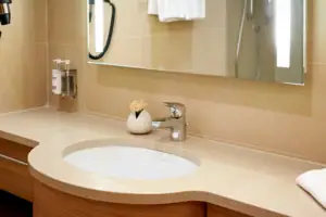 Bathroom Washbasin with mirror above in the bathroom.