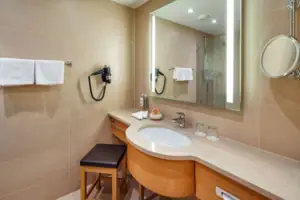 Bathroom Bathroom with mirror and washbasin