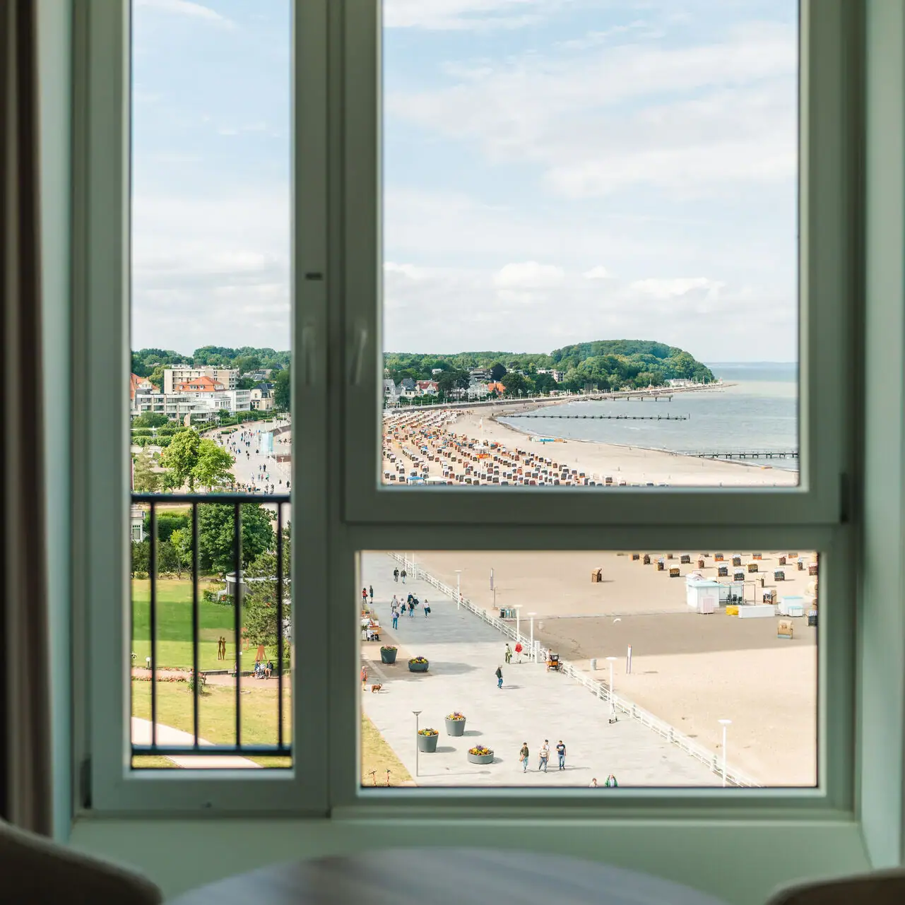 Room view View of a beach through a window.