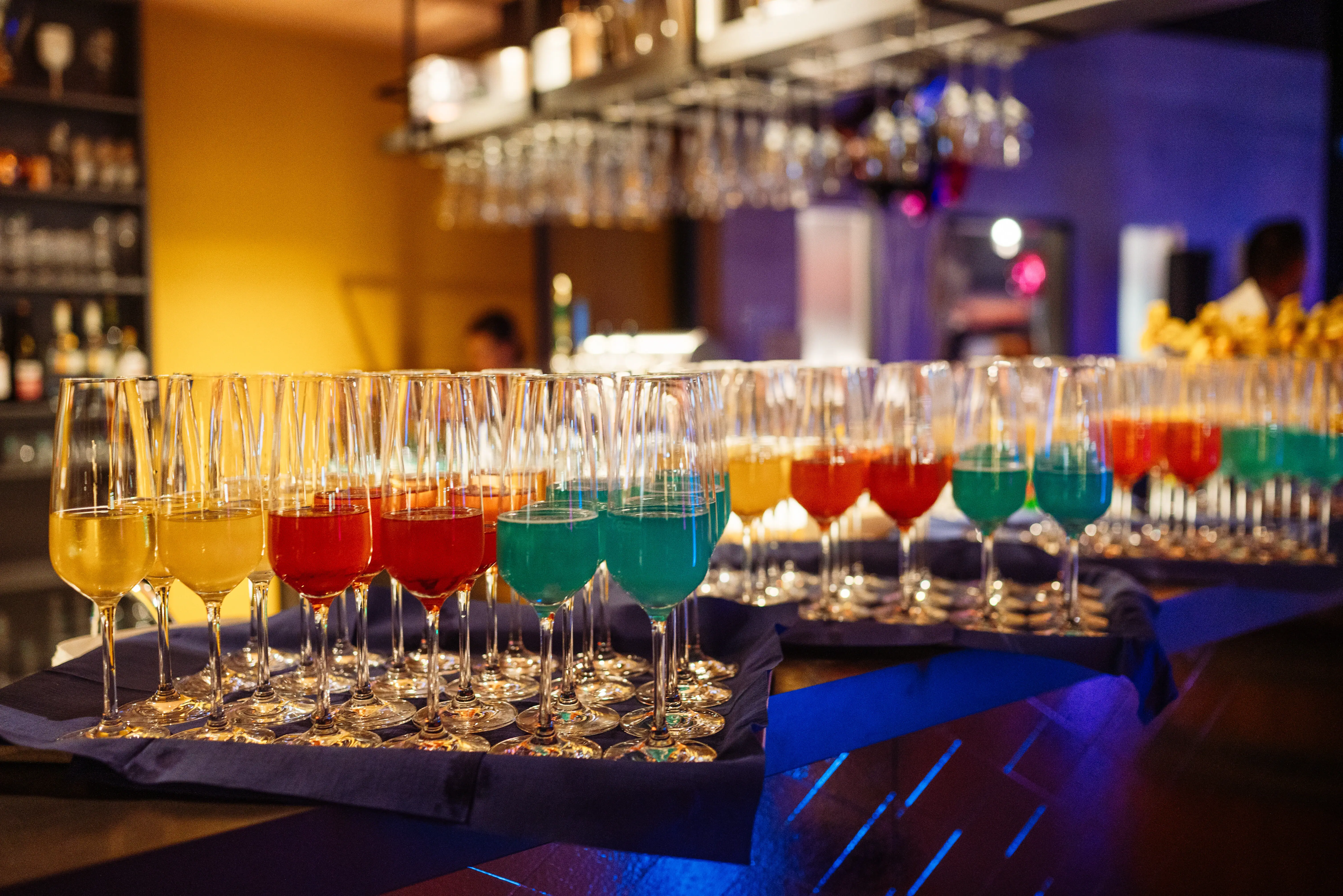 Various champagne glasses for toasting at midnight