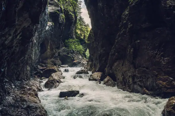 A river flowing through a rocky gorge.