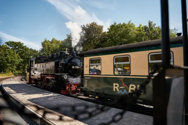 A train on the tracks.