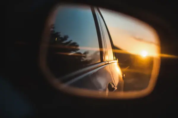 Car in a rear-view mirror