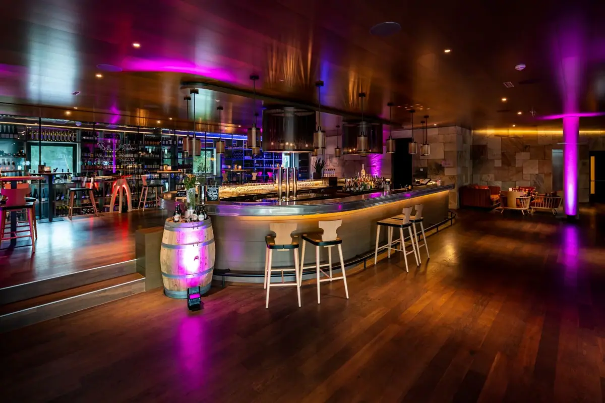 Bar with a barrel and stools