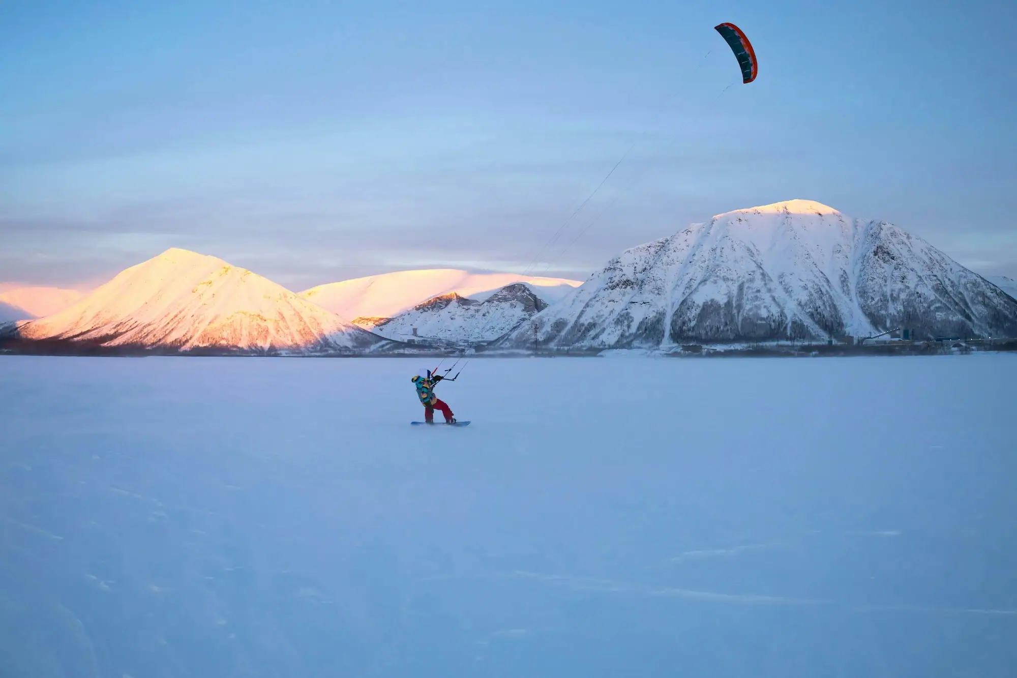A person skiing in the snow.