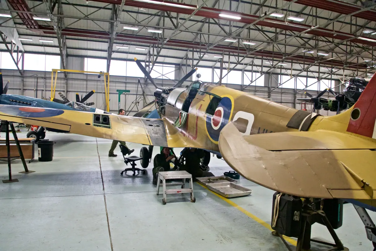 Aircraft in a hangar