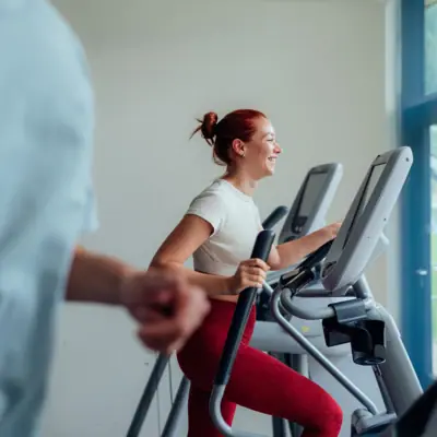 A woman on a treadmill