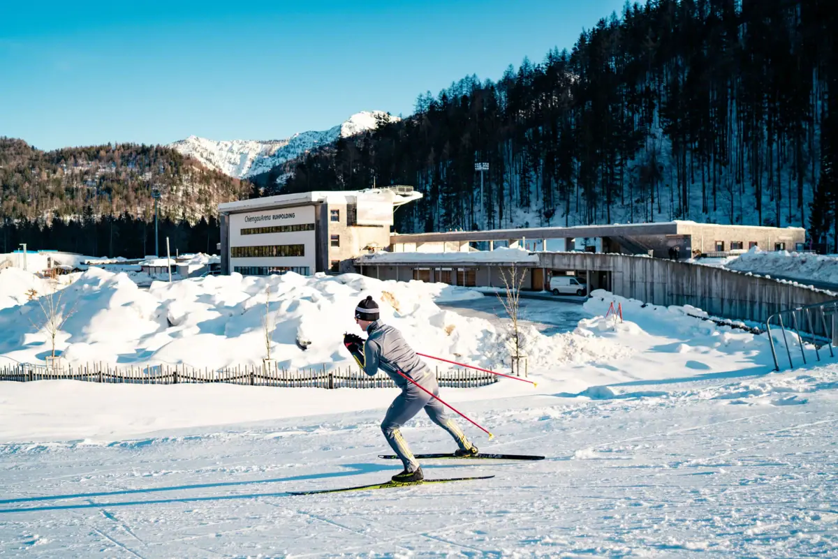 A person skiing on snow.