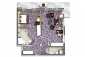 Floor plan Floor plan of a house with labelled rooms and furnishings.