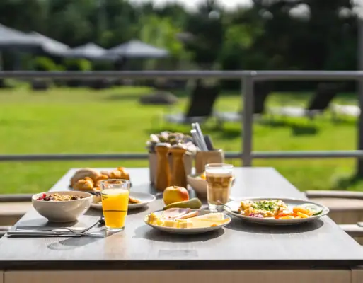 A table with various dishes.