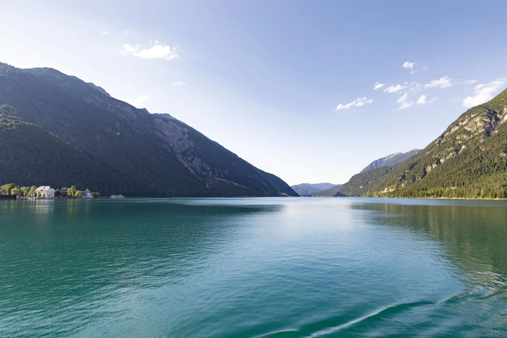 Lake Achensee surrounded by mountains.