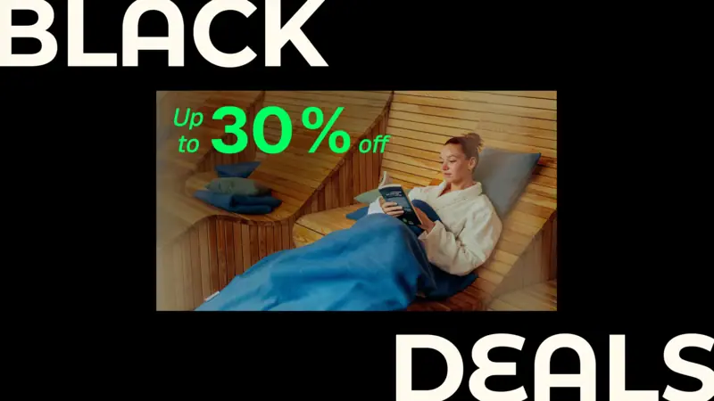 Woman lying in a sauna